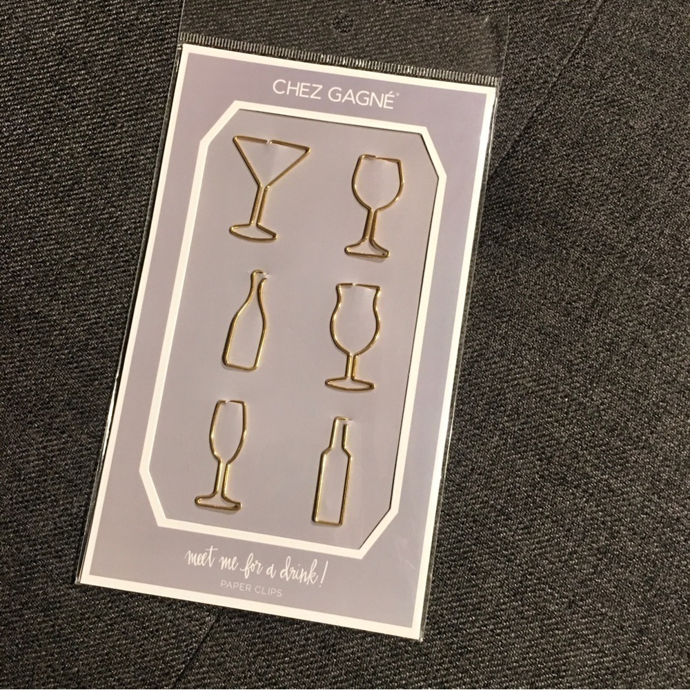 “Meet Me For A Drink” Gold Paperclips, Set of 6